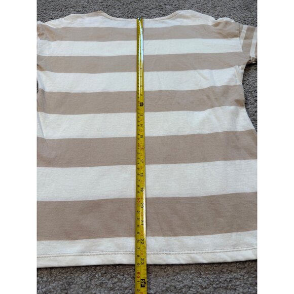 Talbots Womens Striped Long Sleeve Top Size X Small Beige White 100% Cotton NWT - Picture 5 of 8